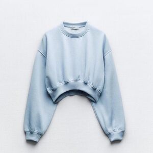 Zara Baby Blue Plush Crop Sweater